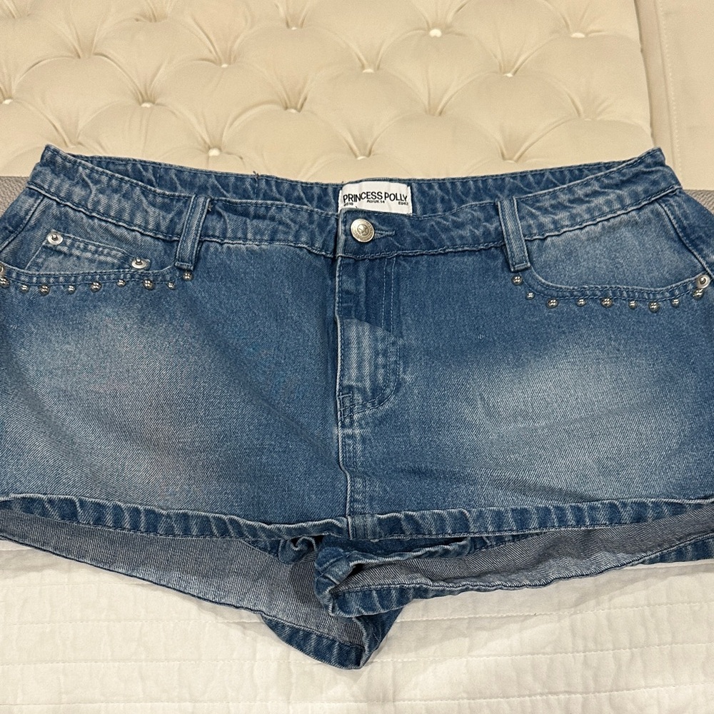 Princess Polly Studded Blue Jean Skort
